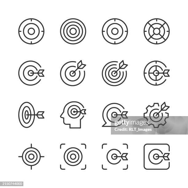 stockillustraties, clipart, cartoons en iconen met target icons — monoline series - richten