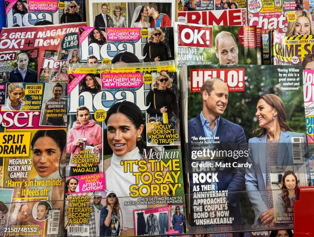Popular magazines that have been published primarily for the readership of women feature images of the British Royal Family including King Charles...