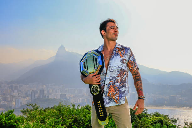 Alexandre Pantoja of Brazil poses for photo prior to the UFC 301 at Sugar Loaf on April 29, 2024 in Rio de Janeiro, Brazil.