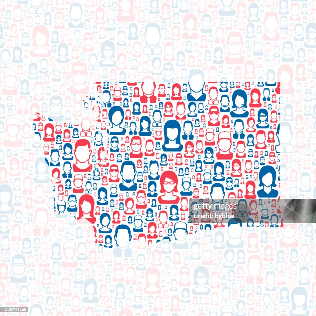 Washington. Map with blue and red People