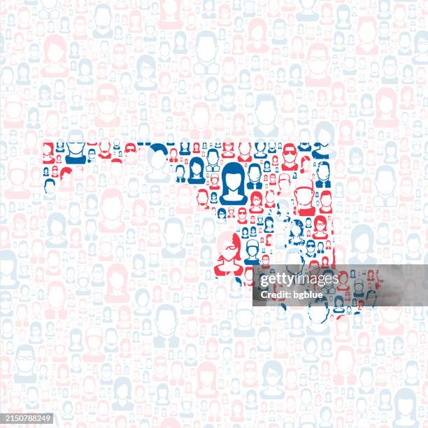 ilustrações de stock, clip art, desenhos animados e ícones de maryland. map with blue and red people - maryland estado