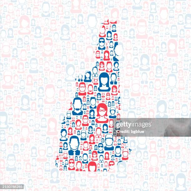 new hampshire. map with blue and red people - concord new hampshire stock illustrations