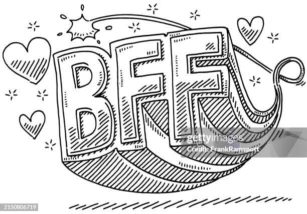 bff beste freunde für immer text liebe zeichnung - bff text stock-grafiken, -clipart, -cartoons und -symbole