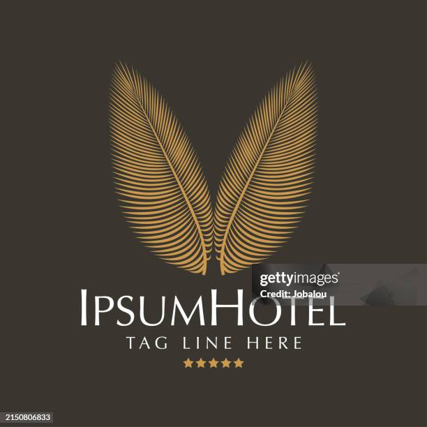 palm tree golden holiday hotel vacation brand symbol template - idyllic stock illustrations