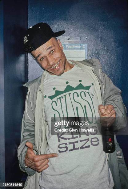 English DJ and music producer Goldie at a party in London, October 1991.