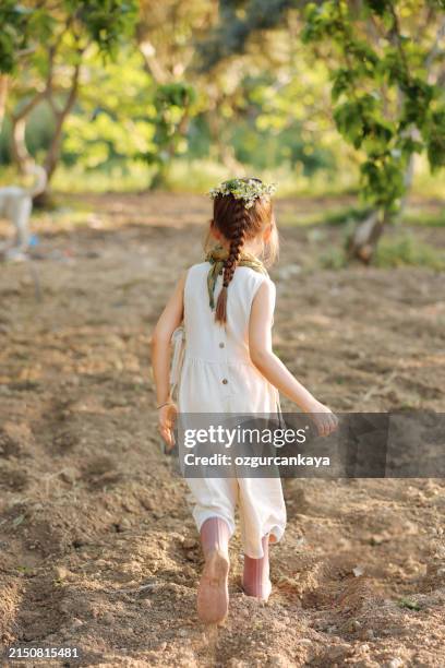 cute little girl having fun time in the nature - kid reaction portrait stock pictures, royalty-free photos & images