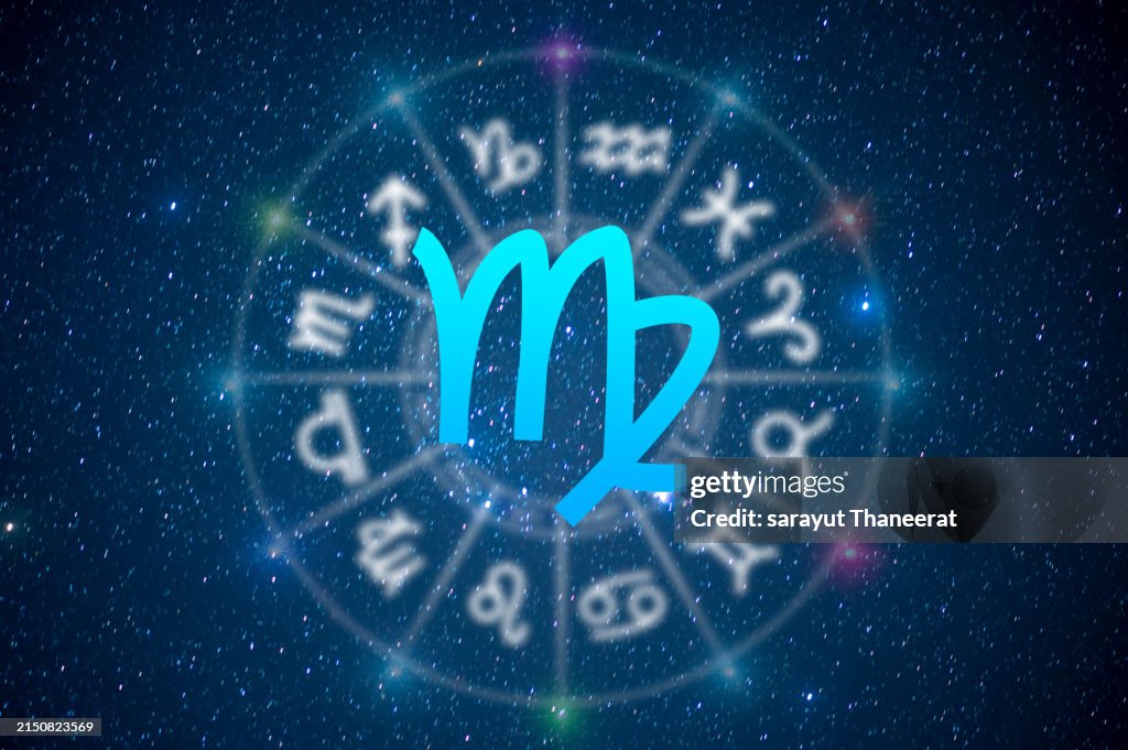 Virgo Astrology and horoscope predictions aries symbol on stars in the universe background light