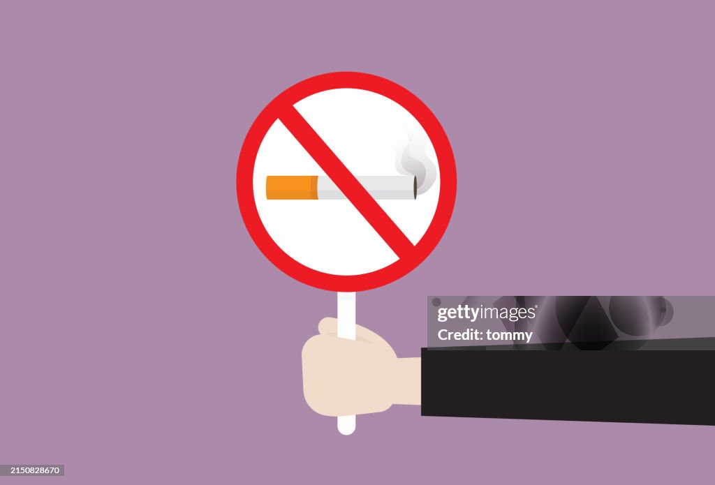 Smoking Hand Sign Hand Holding No Smoking Sign For World No Tobacco Day High-Res Vector ...