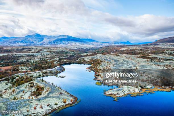 aerial view of rondane, norway - water whorl grass stock pictures, royalty-free photos & images