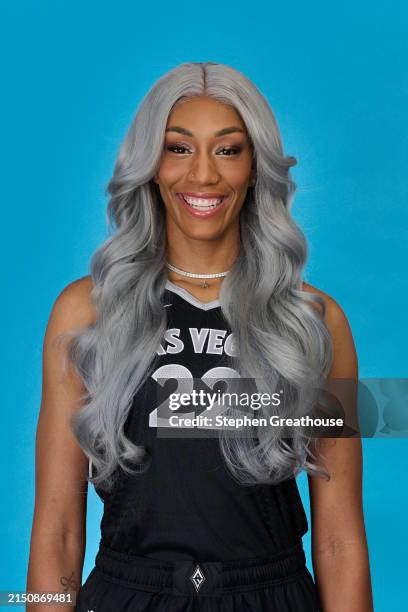 Ja Wilson of the Las Vegas Aces poses for a head shot during the WNBA media day at Vu Studios on May 03, 2024 in Las Vegas, Nevada. NOTE TO USER:...