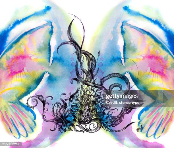 butterfly phoenix - bird set free stock illustrations