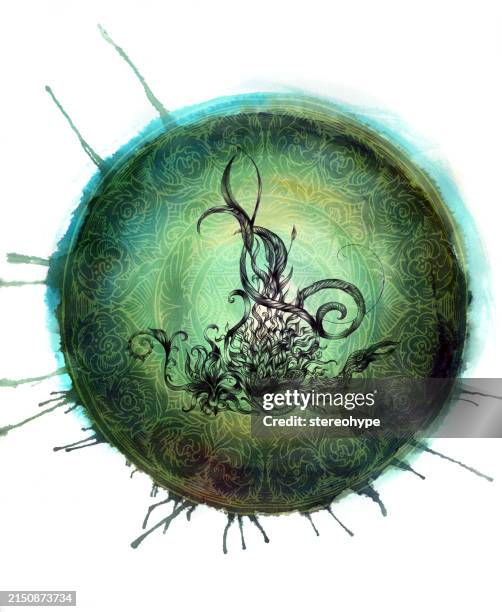 phoenix sphere - bird set free stock illustrations