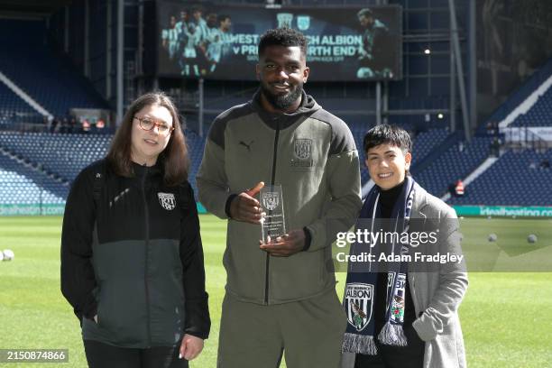 Cedric Kipre of West Bromwich Albion with Proud Baggies Players of the Yeat ahead of the Sky Bet Championship match between West Bromwich Albion and...