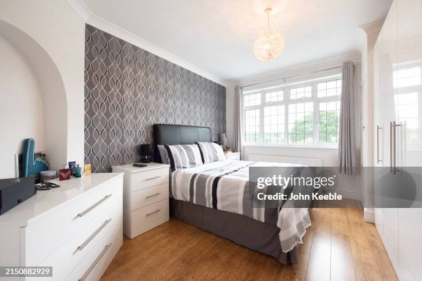 property interiors - bedroom stock pictures, royalty-free photos & images