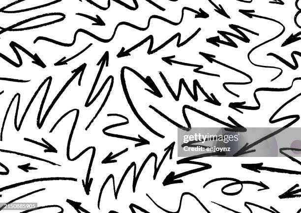 seamless arrow doodles and sketches - chalk arrow stock illustrations
