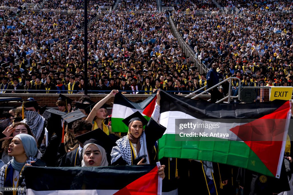 Commencement Ceremony Held At University Of Michigan Amid Ongoing Pro Palestinian Protests On Campus