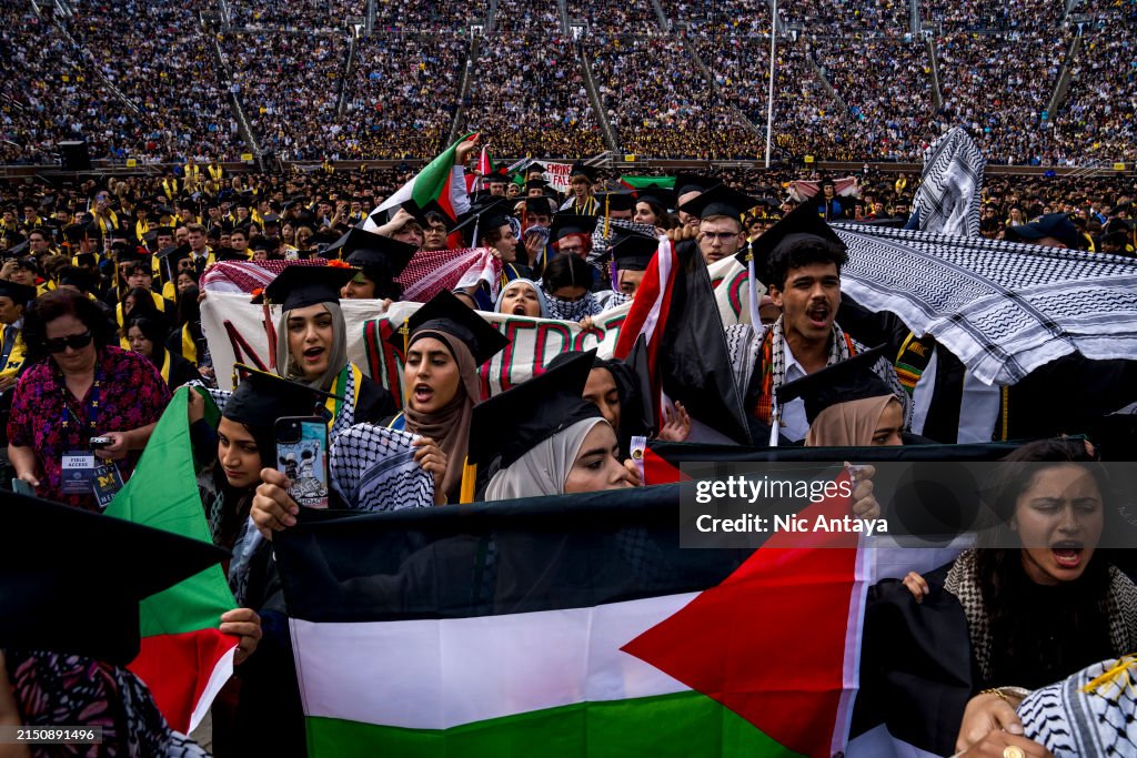 Commencement Ceremony Held At University Of Michigan Amid Ongoing Pro Palestinian Protests On Campus