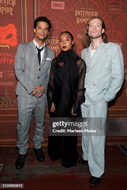 Jacob Anderson, Delainey Hayles and Sam Reid attend "Anne Rice's Interview With The Vampire" Season 2 Premiere at The McKittrick Hotel on April 30,...