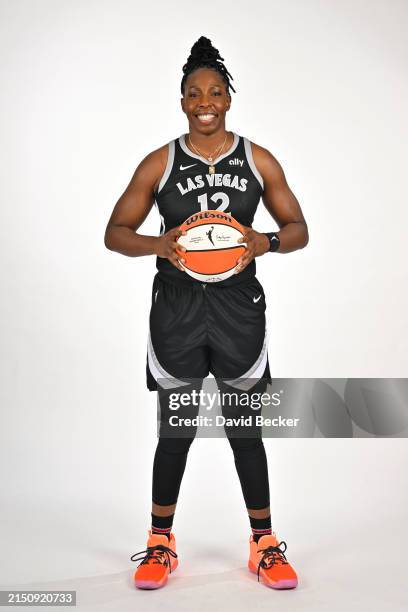 Chelsea Gray of the Las Vegas Aces poses for a head shot during the WNBA media day at Vu Studios on May 03, 2024 in Las Vegas, Nevada. NOTE TO USER:...
