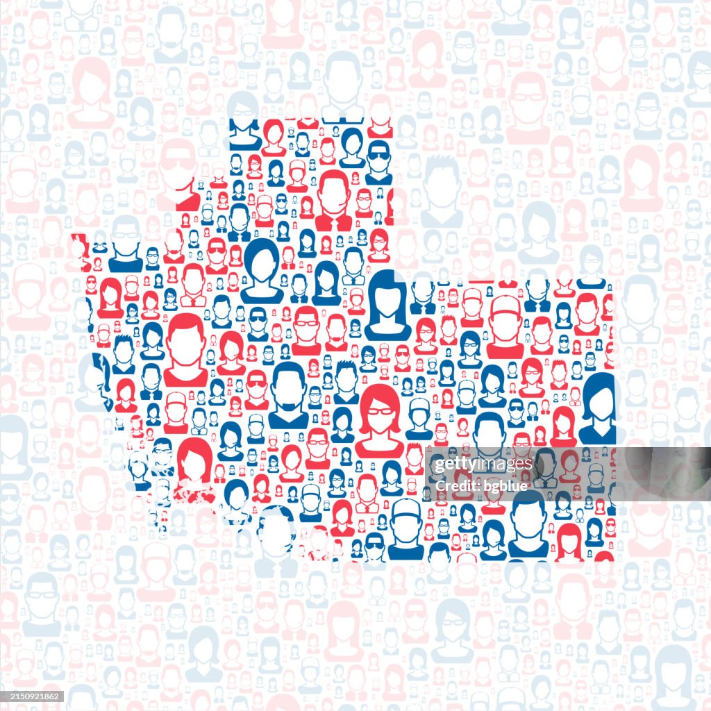 Collier County, Florida. Map with blue and red People
