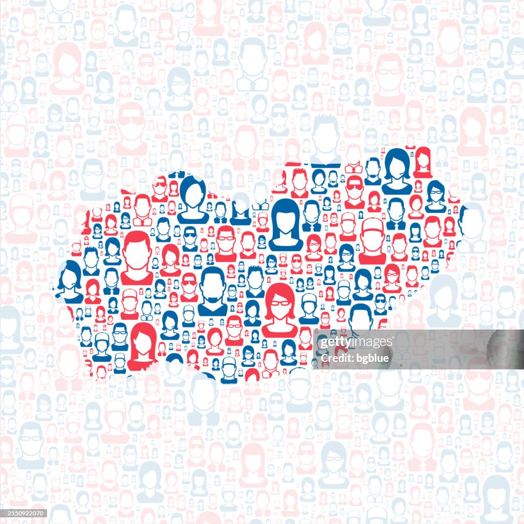 El Dorado County, California. Map with blue and red People