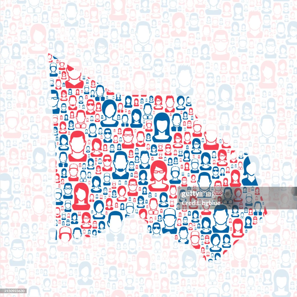 Montgomery County, Texas. Map with blue and red People