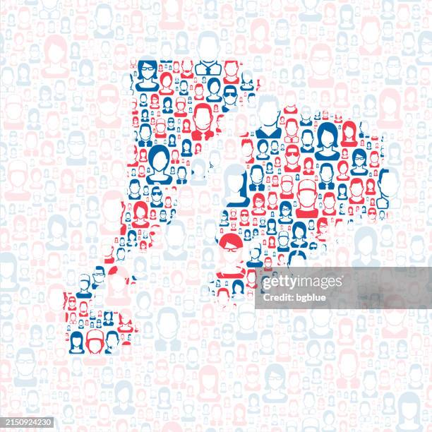 kenai peninsula, alaska. map with blue and red people - kenai alaska stock illustrations