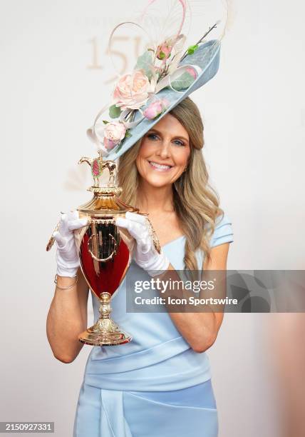 Susanne Blackinton-Juaire, designer of the 2024 Kentucky Derby trophy, walks the red carpet before the 150th running of the Kentucky Derby on May 4...