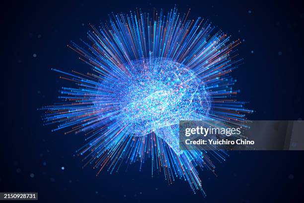 agi brain and binary data - neurotransmissor imagens e fotografias de stock