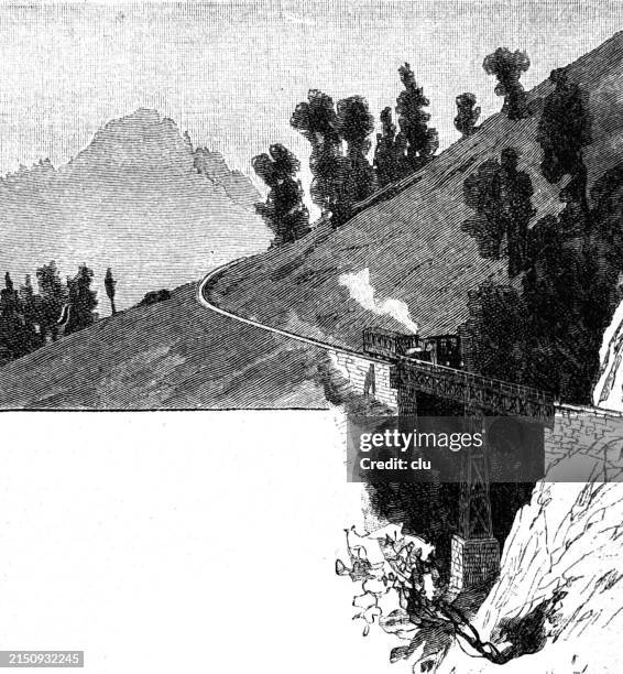 mountain railway glion-naye, viaduct - montreux switzerland stock illustrations