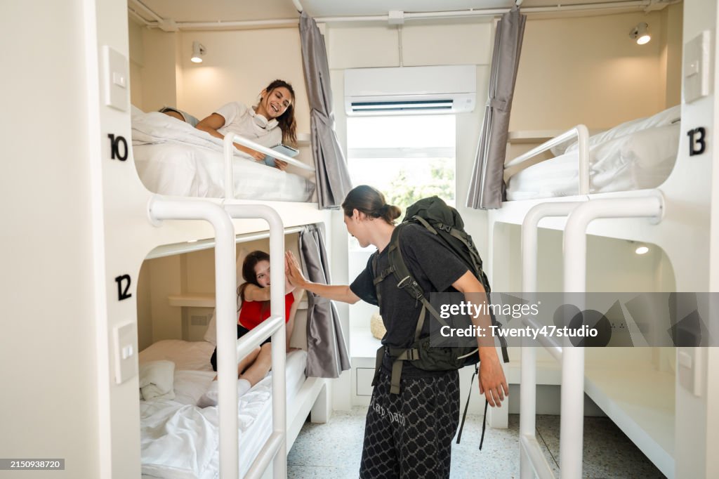 Backpackers in the hostel