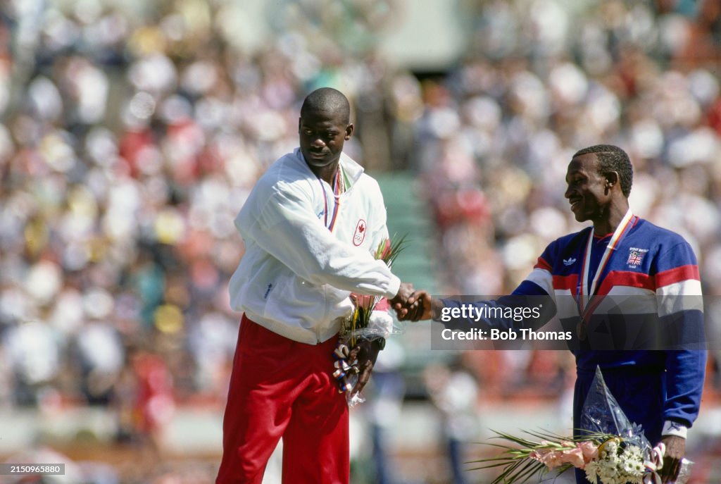 Men's 100 Metres Medal Ceremony At XXIV Summer Olympics