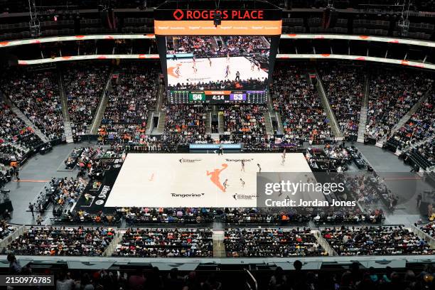 An overall view of the arena during the game between the Seattle Storm and the Los Angeles Sparks during the WNBA preseason game on May 4, 2024 at...