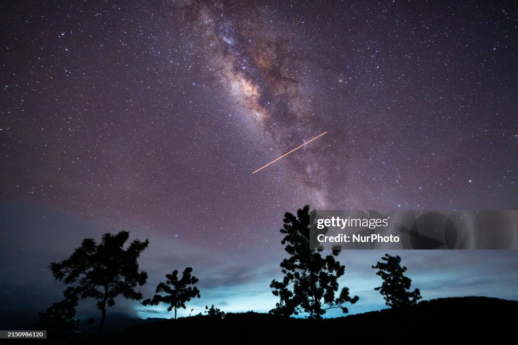 Eta Aquarids Meteor Shower Appears In The Night Sky.