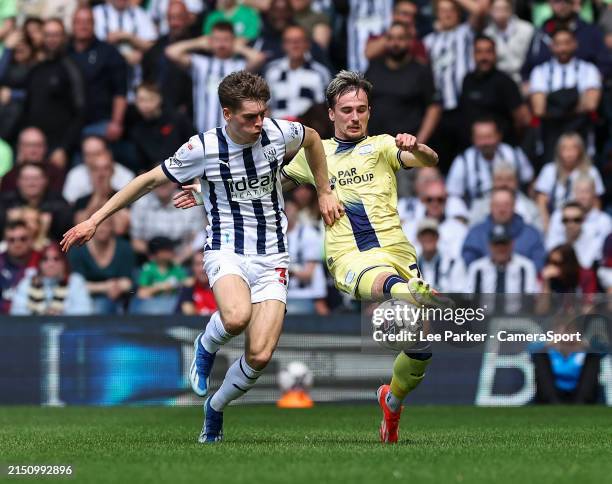Preston North End's Liam Millar battles for possession with West Bromwich Albion's Tom Fellows during the Sky Bet Championship match between West...