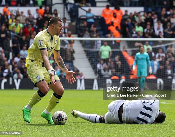 Preston North End's Milutin Osmajic reacts to a foul being awarded against him during the Sky Bet Championship match between West Bromwich Albion and...