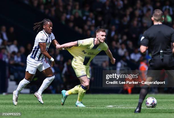 Preston North End's Liam Lindsay is fouled by West Bromwich Albion's Brandon Thomas-Asante during the Sky Bet Championship match between West...