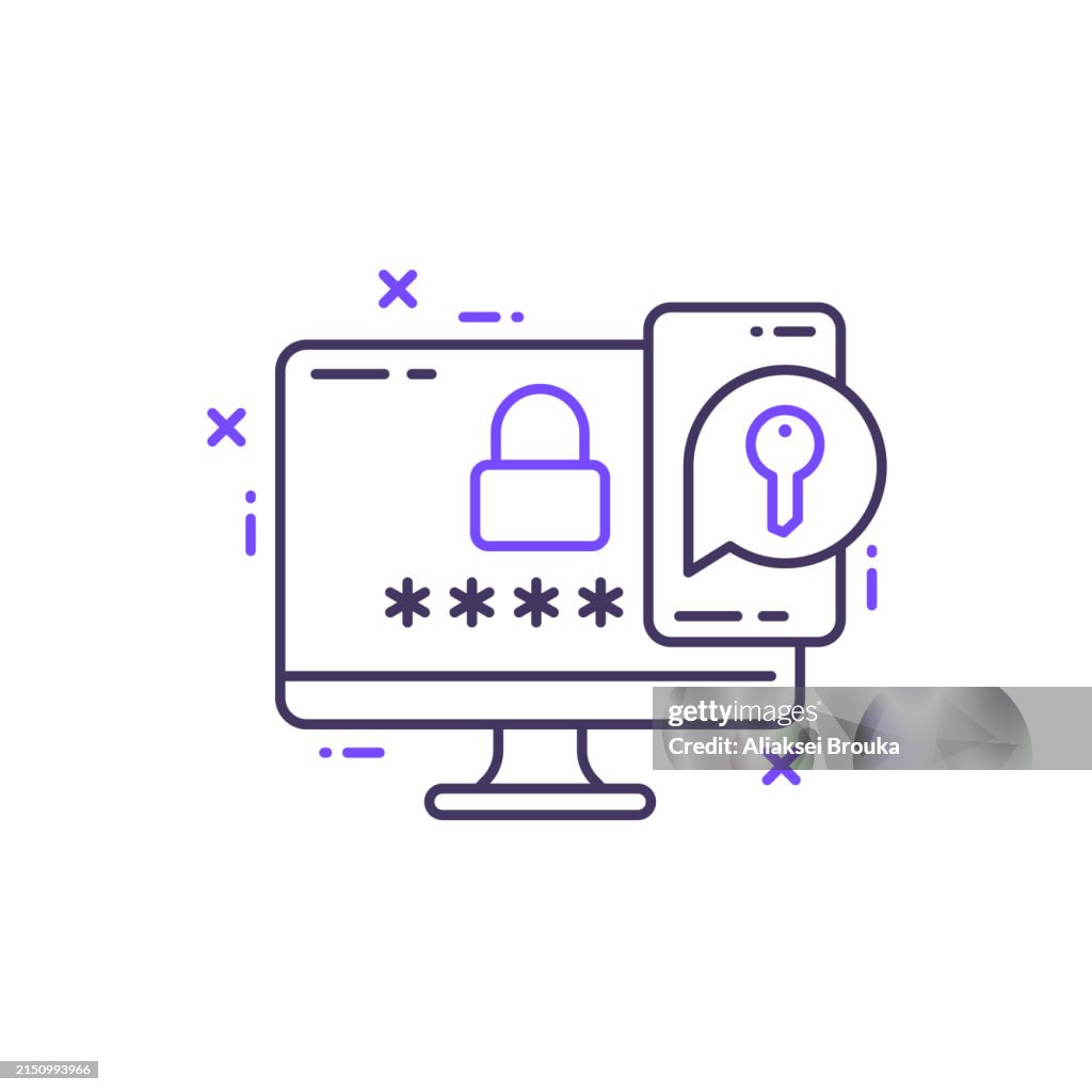Software Authentication Vector Two Factor Authentication Line Vector Illustration Converted High-Res ...