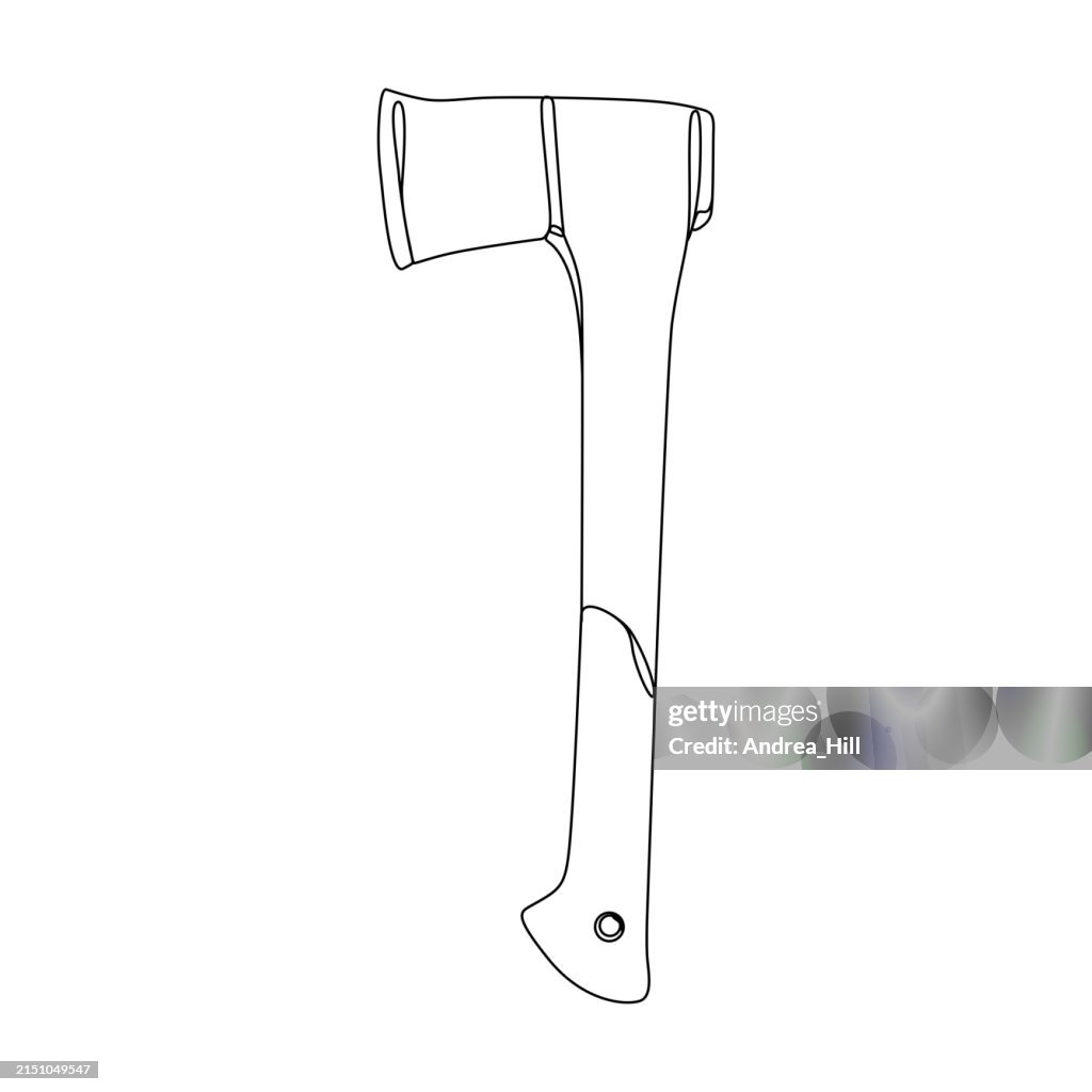Axe Or Hatchet Single Line Drawing With Editable Stroke High-Res Vector ...