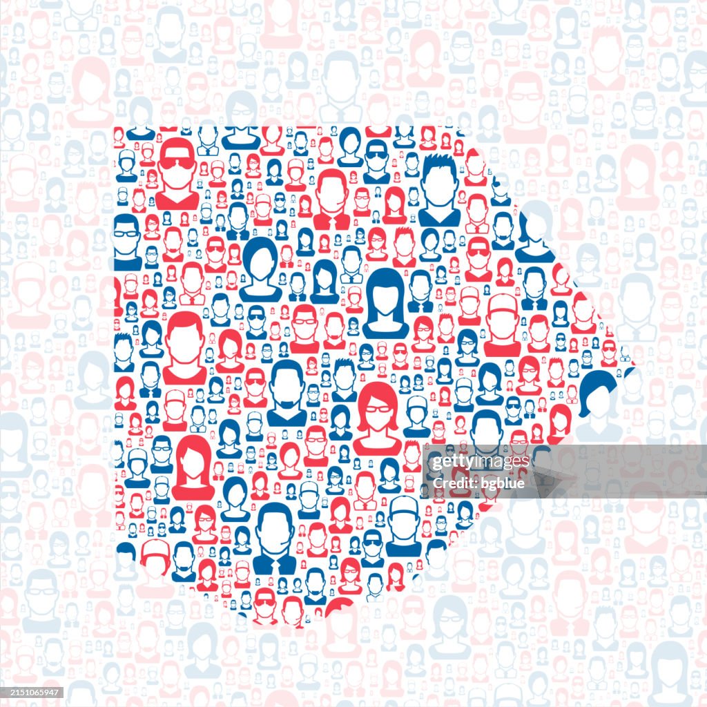 Kendall County, Texas. Map with blue and red People