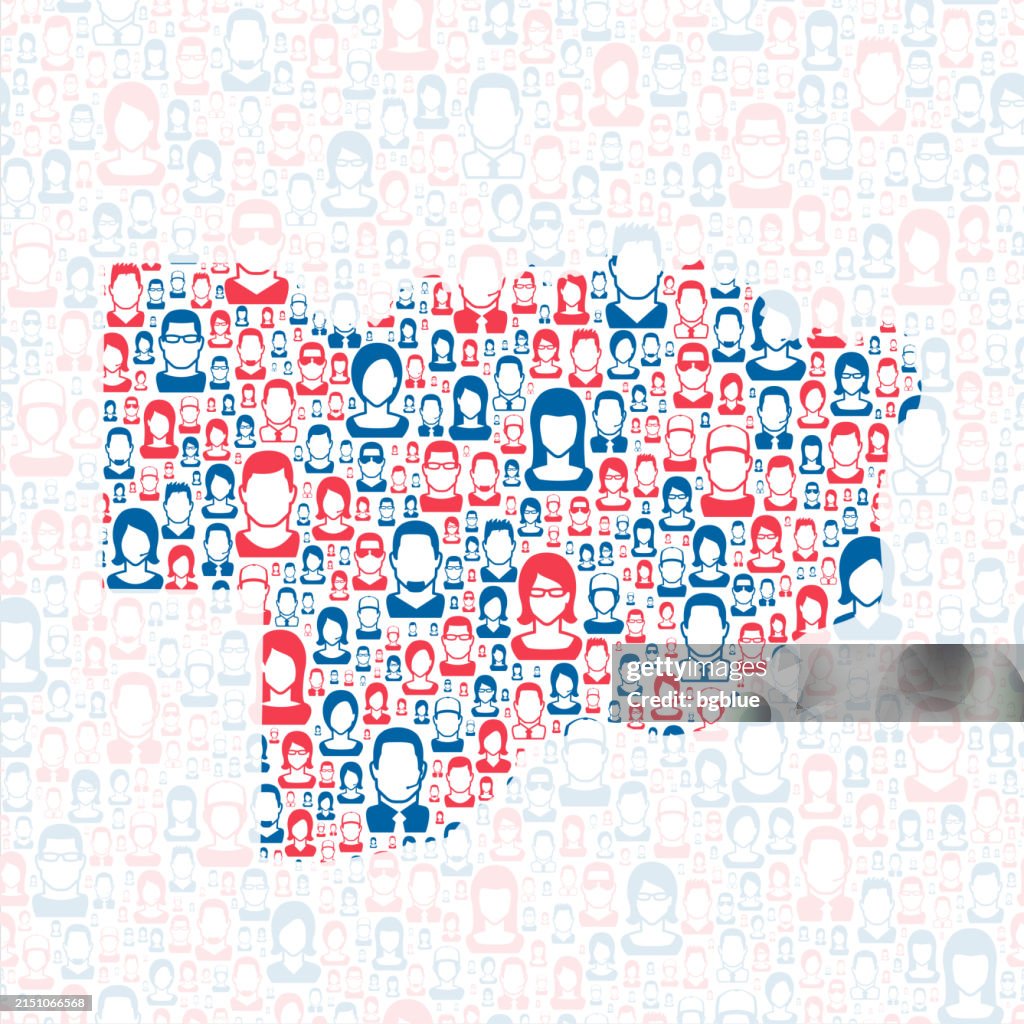 Scott County, Iowa. Map with blue and red People