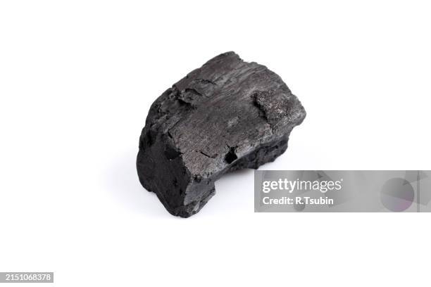 hardwood charcoal coal isolated on white background - coal stock pictures, royalty-free photos & images