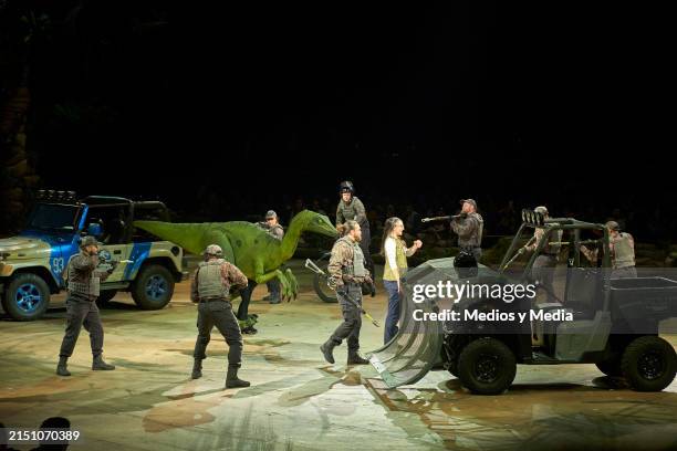 Cast members perform during the inauguration of Jurassic World Live Tour at Palacio de Los Deportes on May 1, 2024 in Mexico City, Mexico.