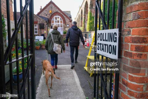 Voters go to the polls in Yarm during local elections in England and Wales on May 02, 2024 in Yarm, England. Polls have opened across 107 authorities...