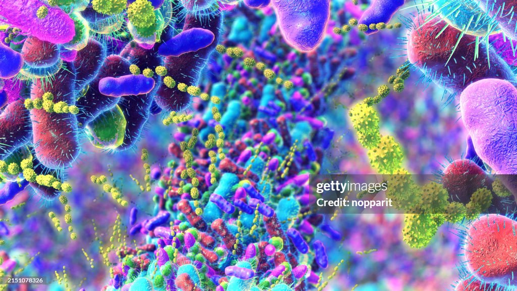 Bacterias en el intestino humano.