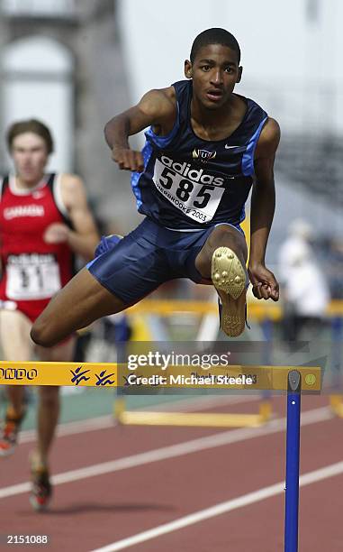 Jason Richardson of the USA wins the 400m Hurdles Heat 3 during the 3rd IAAF World Youth Championships on July 10, 2003 in Sherbrooke, Canada.