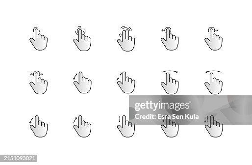 Touch Screen Gestures Gradient Filled Line Icon Set with Editable Stroke Touch Screen Gestures Gradient Filled Line Icon Set with Editable Stroke