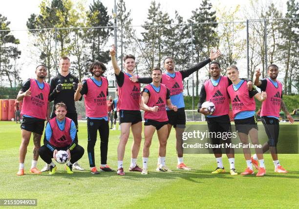 Gabriel Jesus, Emile Smith Rowe, Karl Hein, Mo Elneny, Declan Rice, Cedric, Gabriel, Jurrien Timber, Leandro Trossard and Reiss Nelson of Arsenal...