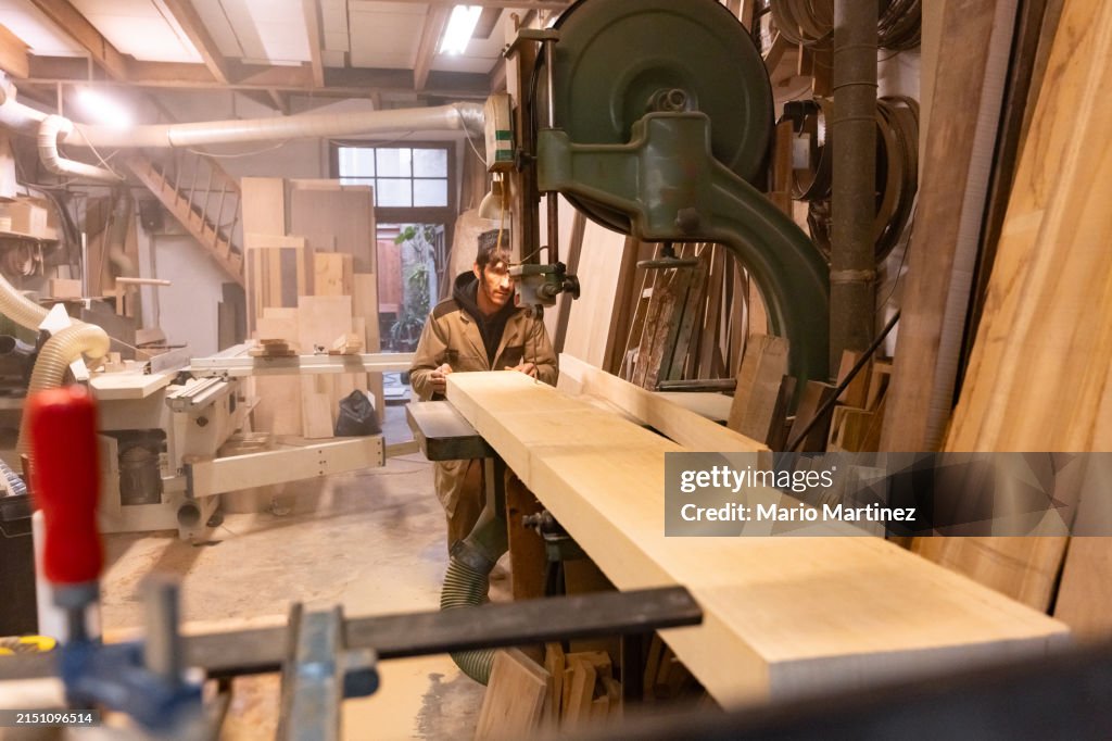 Carpenter Working In His Workshop