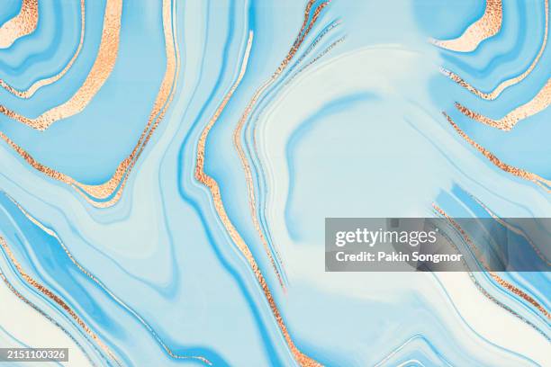 marbled effect of blue and white color paint on canvas - marbled effect stock pictures, royalty-free photos & images